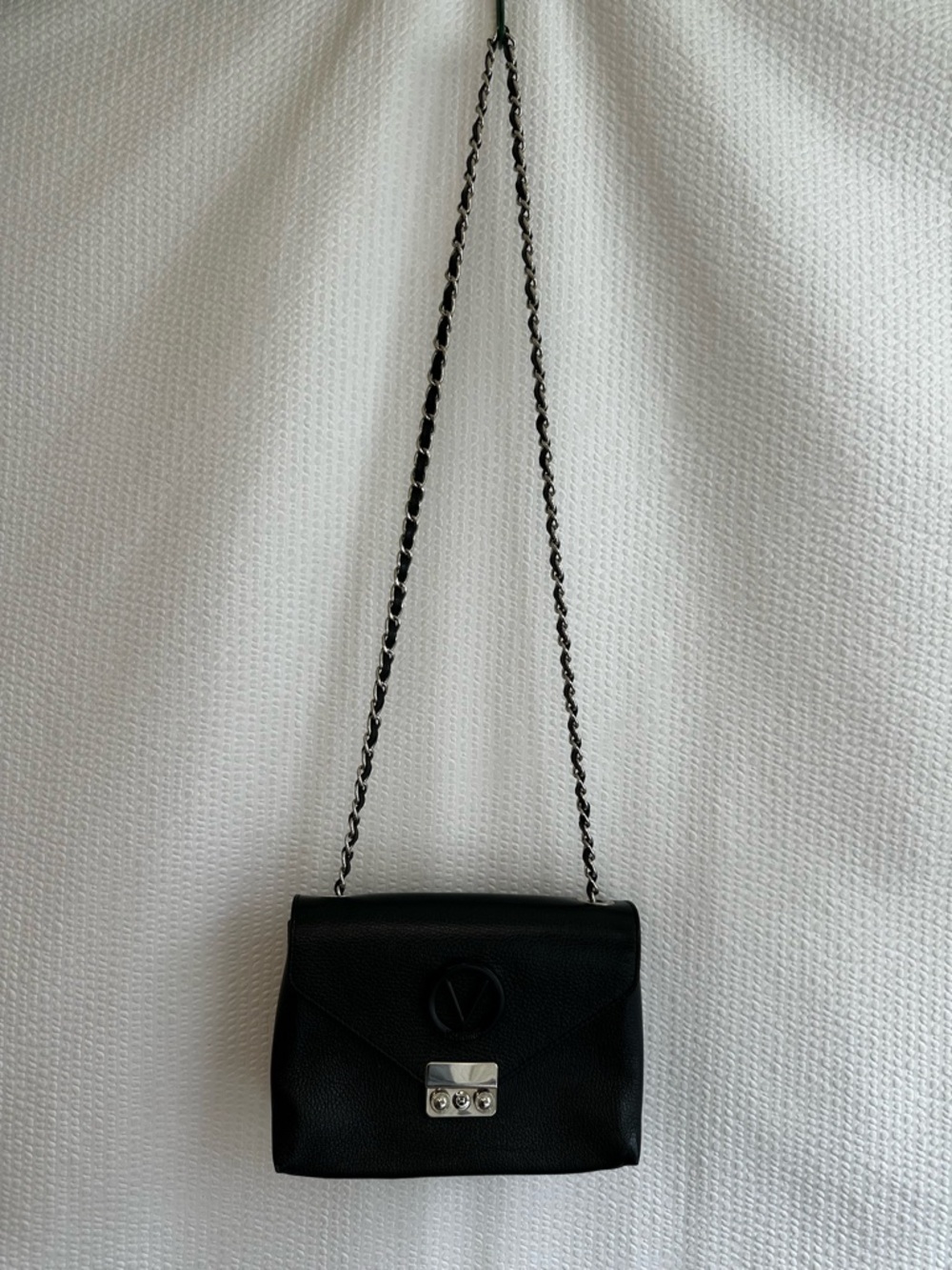 Valentino By Mario Valentino Isabelle Dollaro Black Leather Crossbody Bag - Picture 11 of 16
